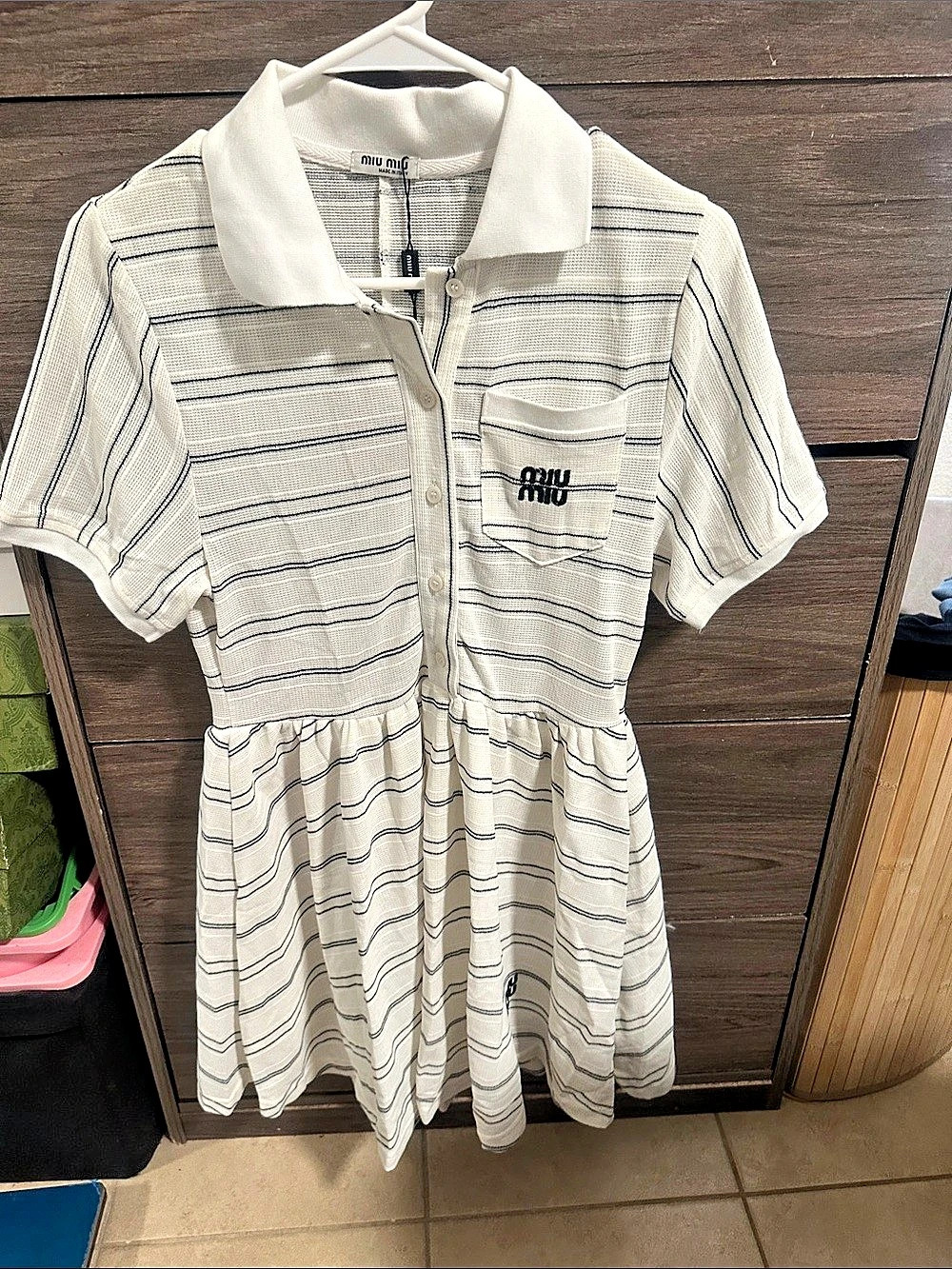 Women’s Striped Mini Dress White & Black Size Medium